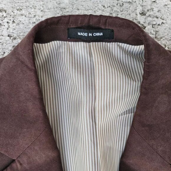 Calvin Klein Men Blazer Three Button Sport Coat Brown Silk Blend Jacket Size 42R - Picture 3 of 9